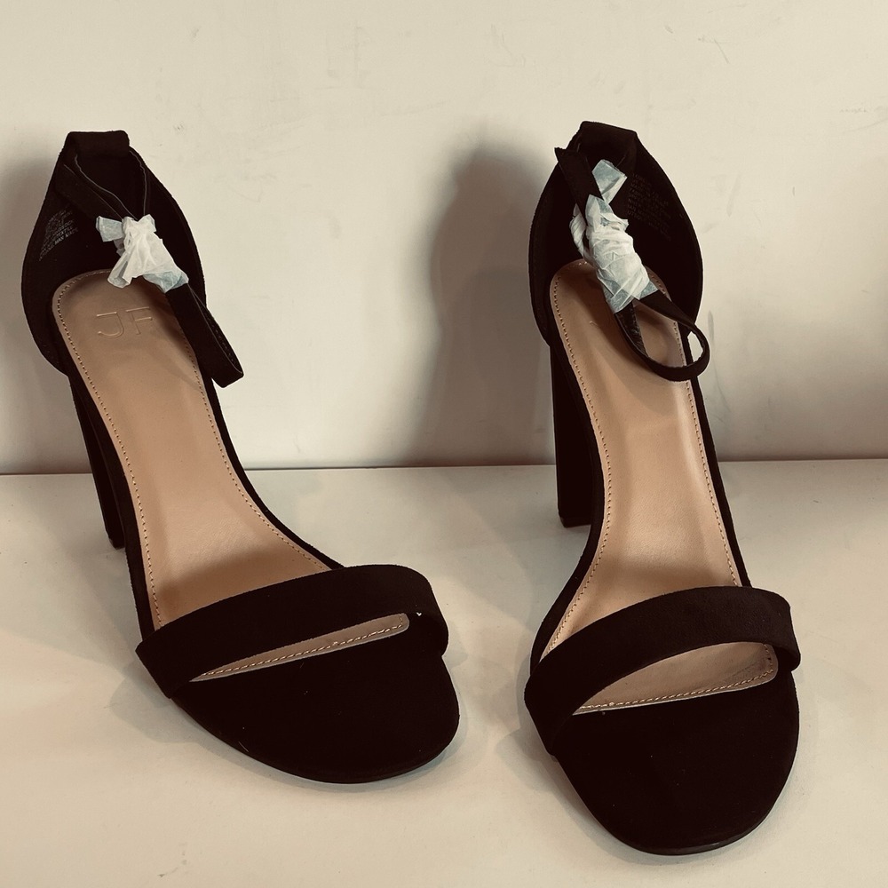 Just Fab Black Open Toe Ankle Strap Block Heel Shoes Dressy Women's ‎ Size 9